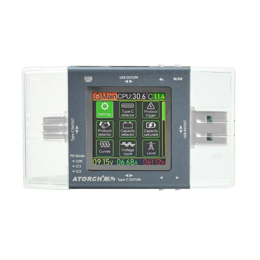 TU13 DC0-50V 6.5A Mobile Phone Charger Capacity Monitor USB+Type-C Voltage Current Meter Power Tester PD Fast Charging Protocol Vue Default Title