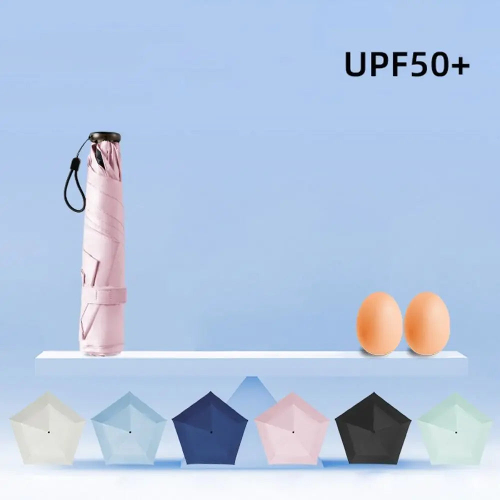 Foldable Manual Sun Umbrella Protection 6-Bone Frame Dual-purpose