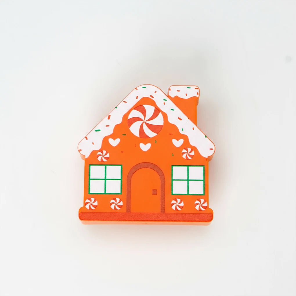 10x Christmas Button Covers Gingerbread House Shape Christmas Ensemble Enhancements Gingerbread Silicone Easy to Install Vue