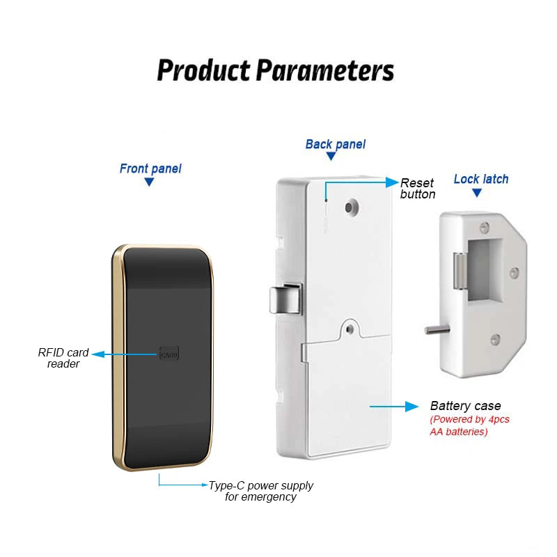 New Arrival Gym Locker Lock Electric Keyless 13.56mhz M1 RFID Card Cabinet Lock NFC Smart Lock for Swimming Pool Vue