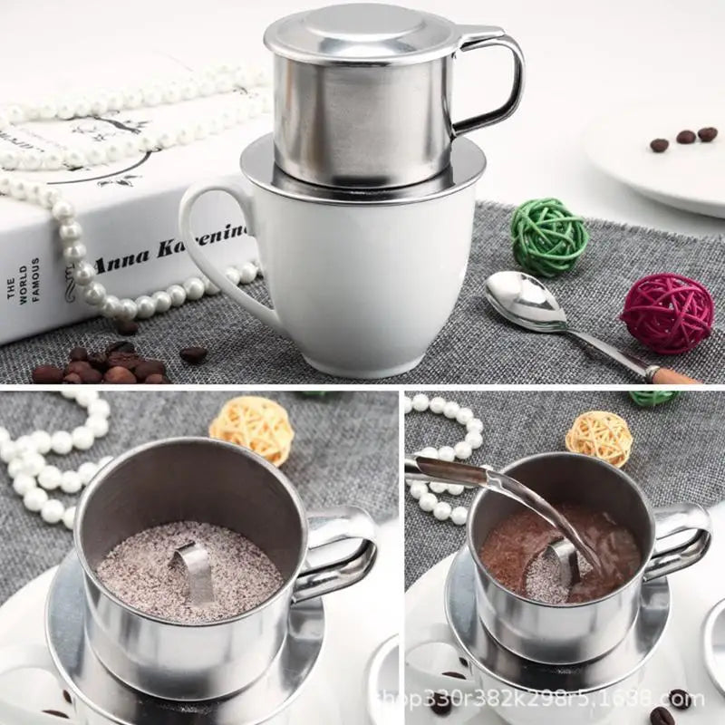 1PC Stainless Steel Vietnamese Coffee Dripper Portable Coffee Filter Infuse Cup Drip Strainer Kitchen Tools Vue