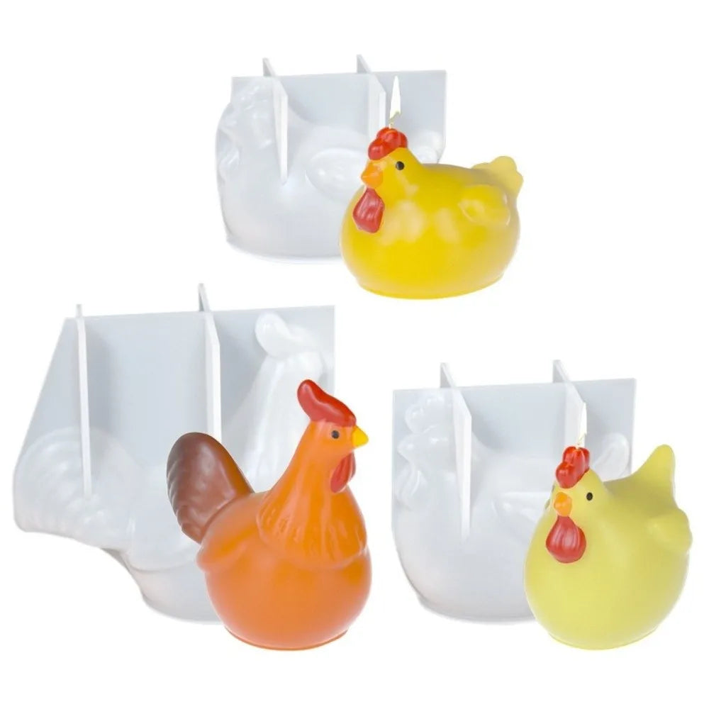 Cute 3D Chicken Candle Mold DIY Crafts Non-Stick Plaster Cement Mould Flexible Reusable Aromatherapy Mold Gift Creating Vue