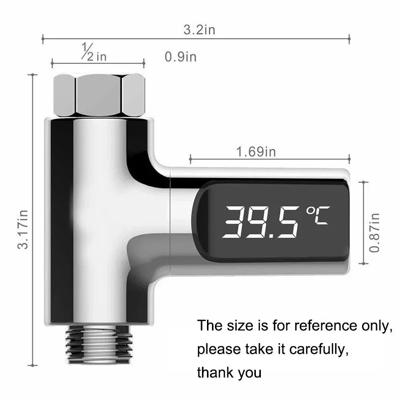LED Display Household Water Shower Thermometer 5-85℃ Flow Self-powered Water Thermometer Monitoring Care Energy Smart Meter Vue