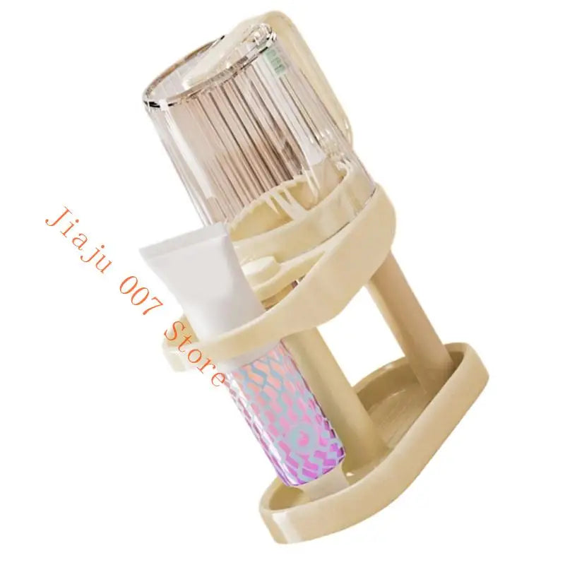 2-in-1 Toothbrush Holder & Rinse Cup Bathroom Organizer Stand Toothbrush Holder Set Vue