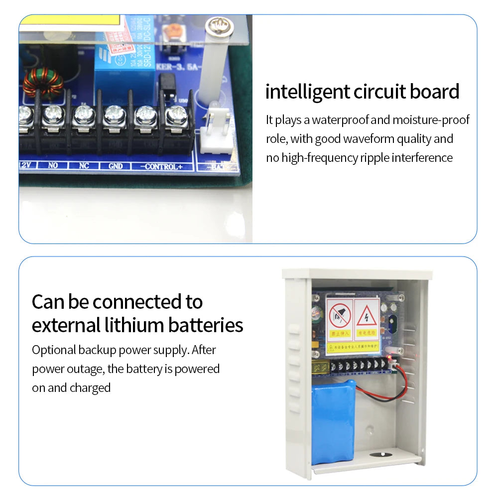 Raniproof DC 12V Access Control Power Supply Switch 5A Output AC110V-240V Input Power Source Supplier Adapter for Video Intercom Vue