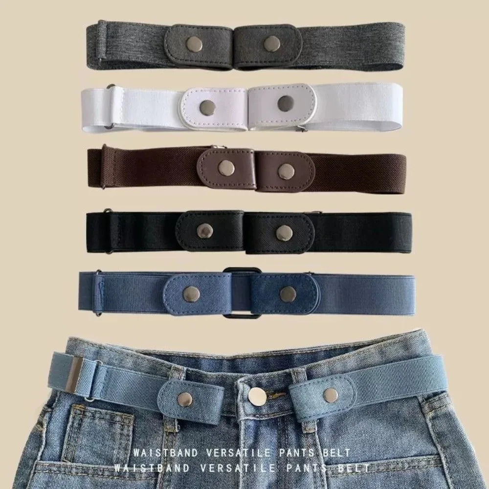 Easy Wear Invisible Belt Stretch Elastic Canvas Buckle-free Belts Vue