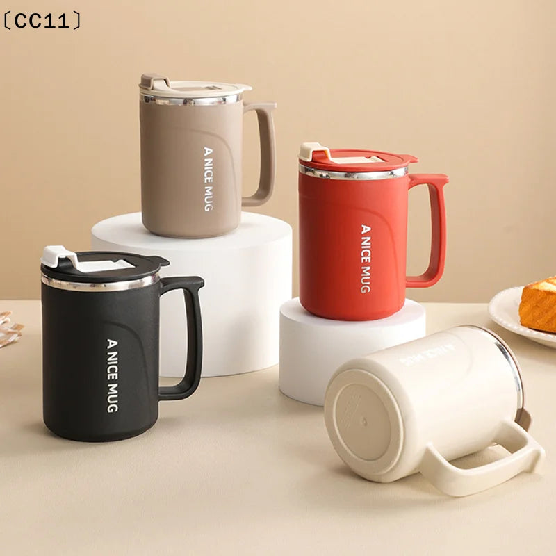 Thermal Coffee Mug Spoon Double Wall Stainless Steel Cold Water