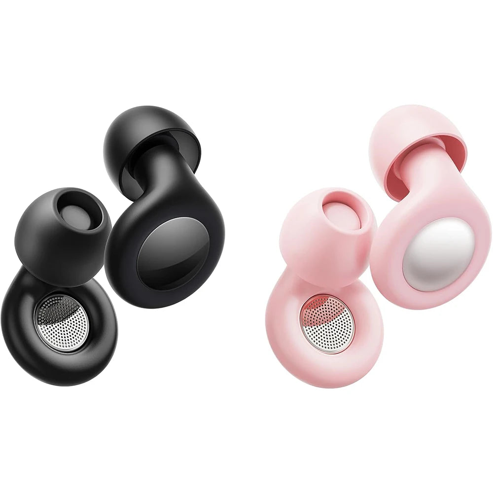 Ear Plugs Sleeping Noise Cancelling 25dB Reduction 8 Tips Reusable Vue Black and Pink