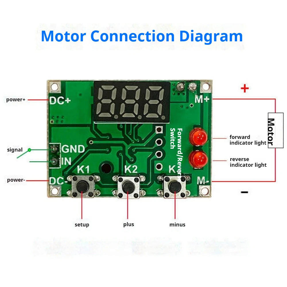 DC Motor Forward and Reverse Controller Brushed Motor Automatic Cycle Timing Delay Module Signal Trigger Motor Control Board Vue