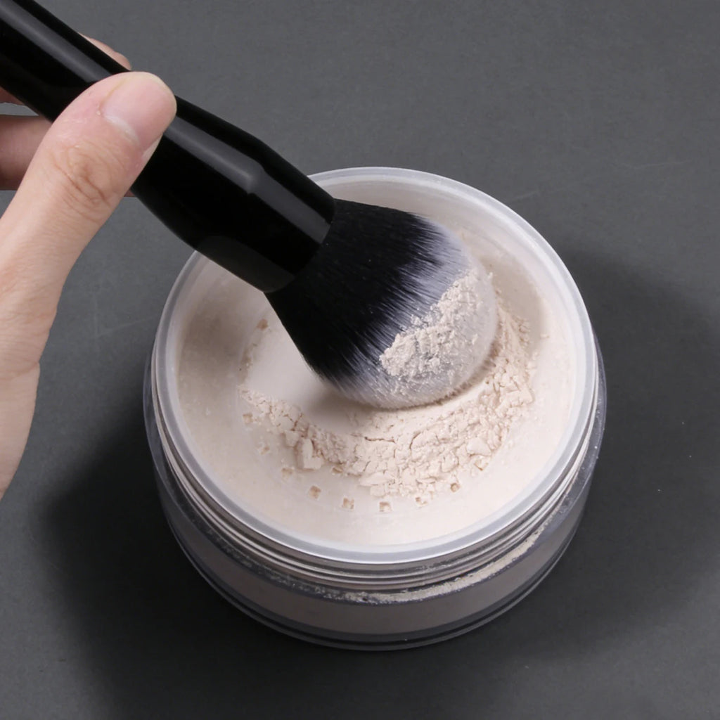 1PC Extra Large Flame Loose Powder Brush, Black Wooden Handle Blush Brush, Large Size Single Makeup Brush Premium Cosmetic Brush Vue