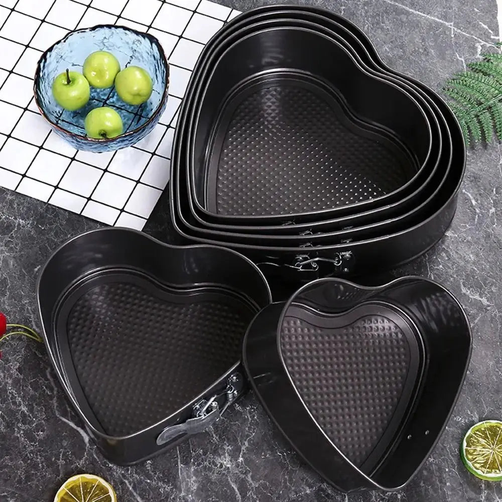 7- Heart Shape Springform Cake Pan Carbon Steel Non-stick Leakproof