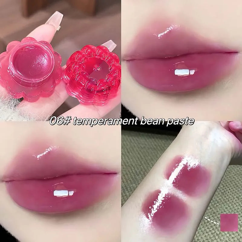 Jam Pudding Canned Lip Gloss Moisturizing Lasting Non-stick Cup Purple Watery Colored Lip Balm Long-lasting and Tender Lip Balm Vue 06