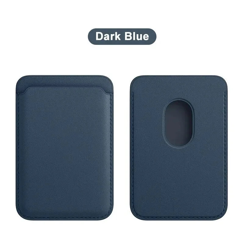 For Magsafe Magnetic Leather Wallet Case For iPhone 17 16 15 14 13 12 11 8 Samsung Huawei Card Holder with Magnet Covers Vue Navy ABS