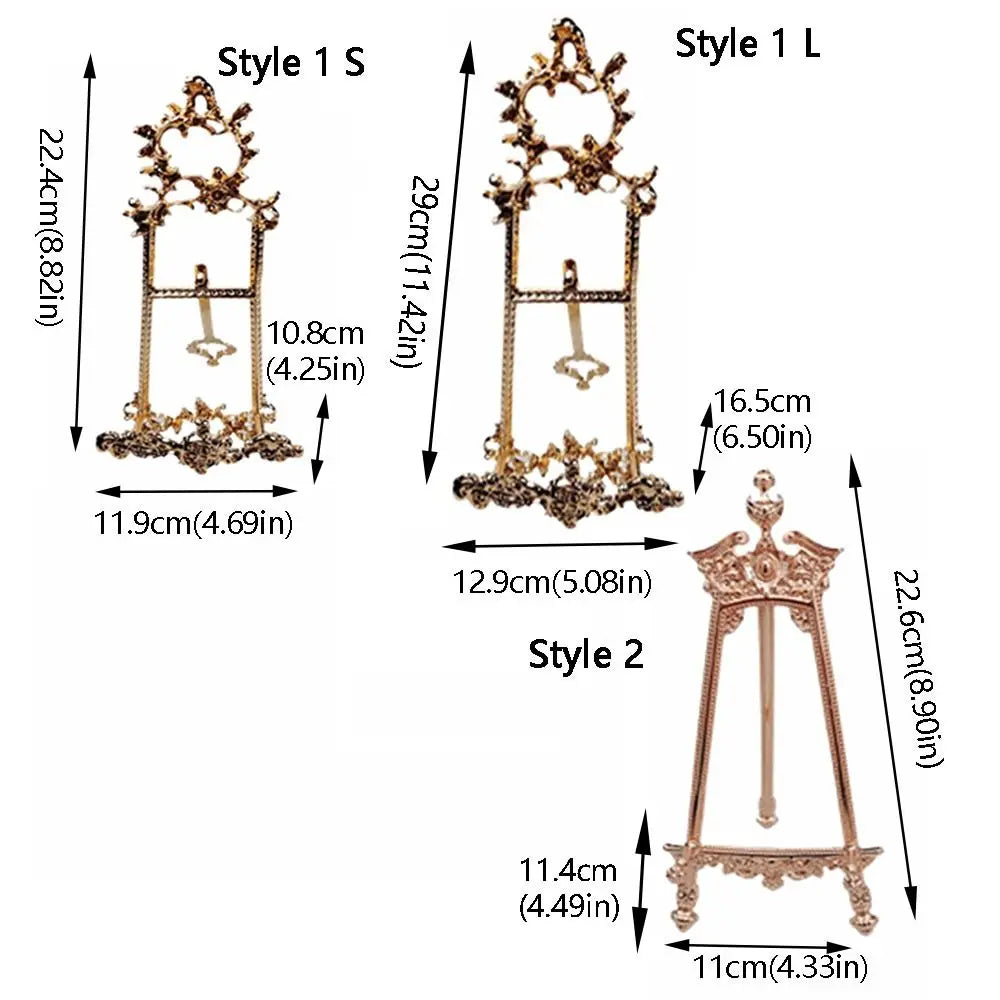 Retro Style Creative Frame Bracket Elegant Gold Art Photo Frame Holder Durable Metal Frame Plate Holder Cabinet Display Vue