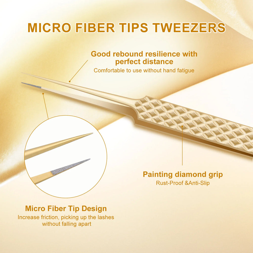 NAGARAKU Precision Fiber Tip Tweezer for Eyelash Extensions Professional Eyelash Tweezers Antistatic Straight Vue