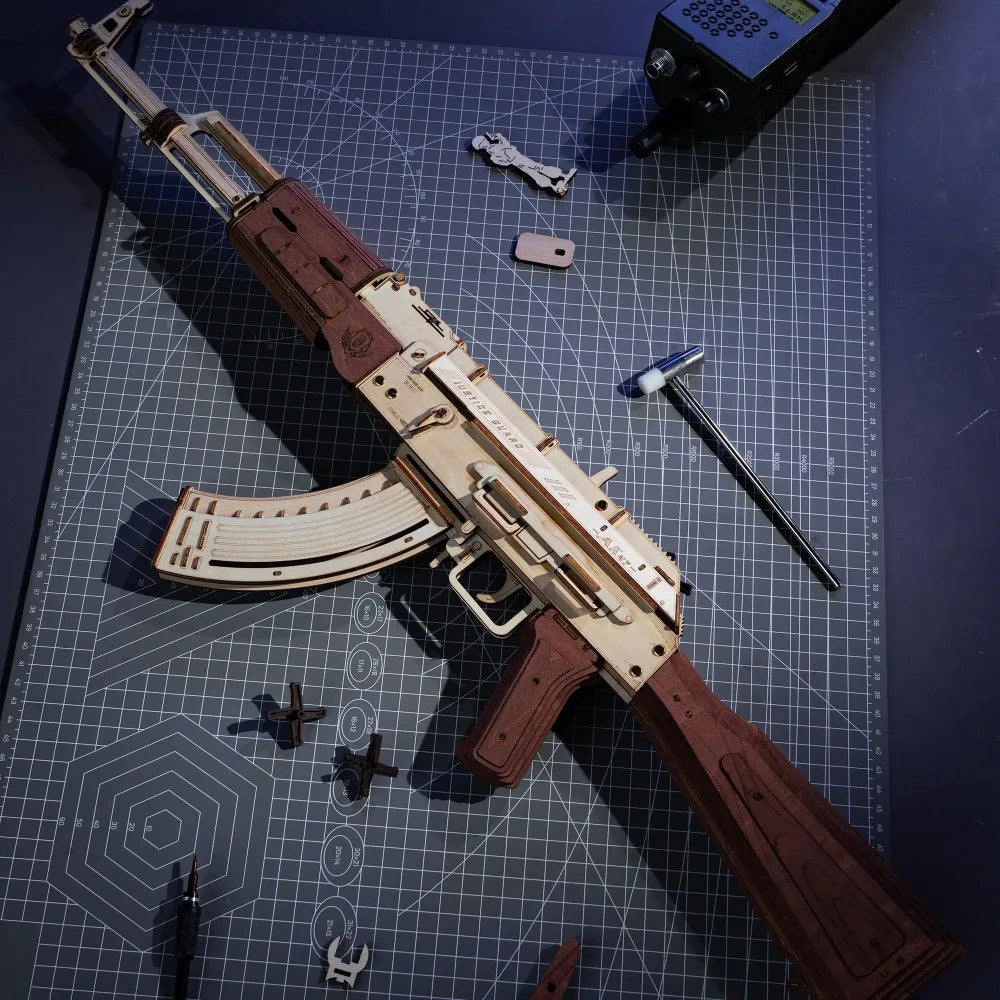 AK-47AssaultRifle Building Block Toy DIY Handmade Wooden Puzzle Assembly Model Educational Toys Simulation Model Vue