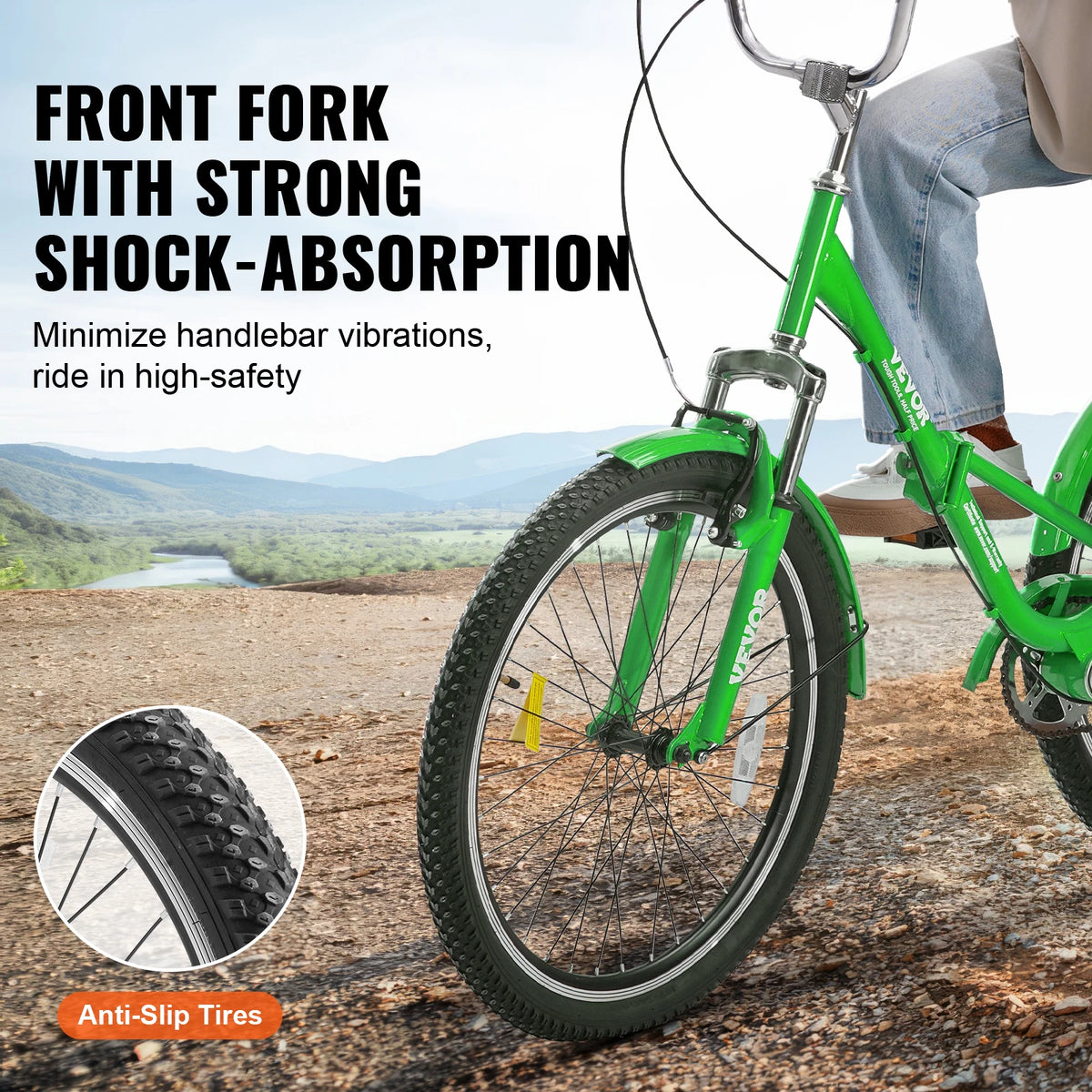 SucceBuy Folding Adult Tricycle 20/24/26-In 3-Wheel Carbon Steel Adult Folding Tricycle Vue