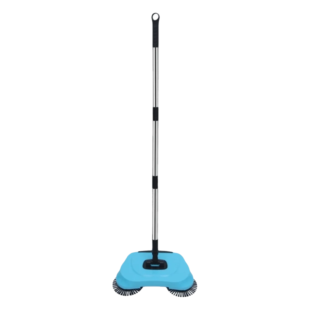 Adjustable Handle Hand Push Sweeper 3-in-1 Design Stainless Steel Handle Floor Sweeper Spiral Deep Clean System Easy to Use Vue Blue
