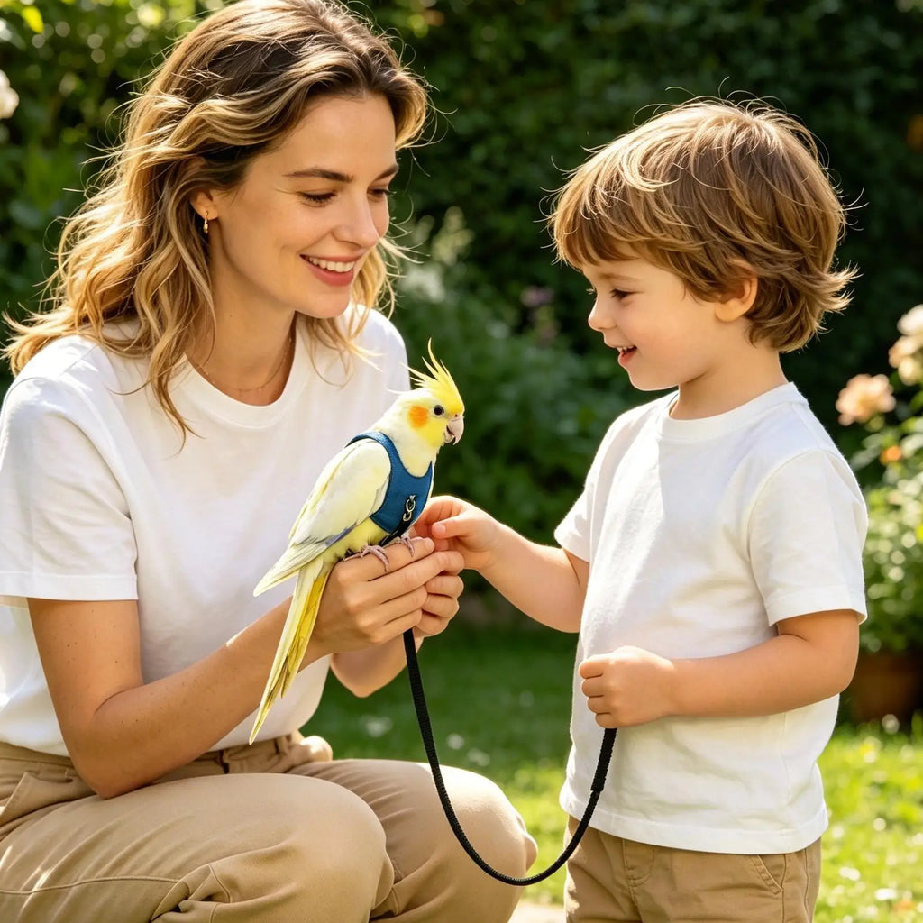 Parakeet Bird Harness Flying Training Rope Traction Straps Kit for Animal Lovers Trainers Walking Backyard Park Vet Outdoor Vue