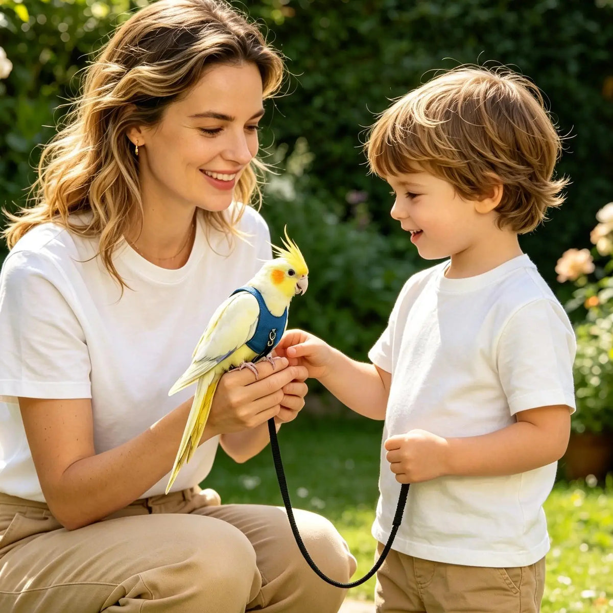 Parakeet Bird Harness Flying Training Rope Traction Straps Kit for Animal Lovers Trainers Walking Backyard Park Vet Outdoor Vue