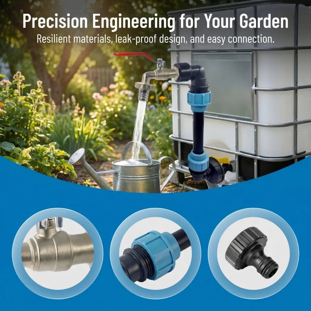 Metal Faucet IBC Tank Gooseneck 25cm Height Pipe Outlet Valve Faucet Adapter Connection Kit Gooseneck Outlet Tap Durable Vue