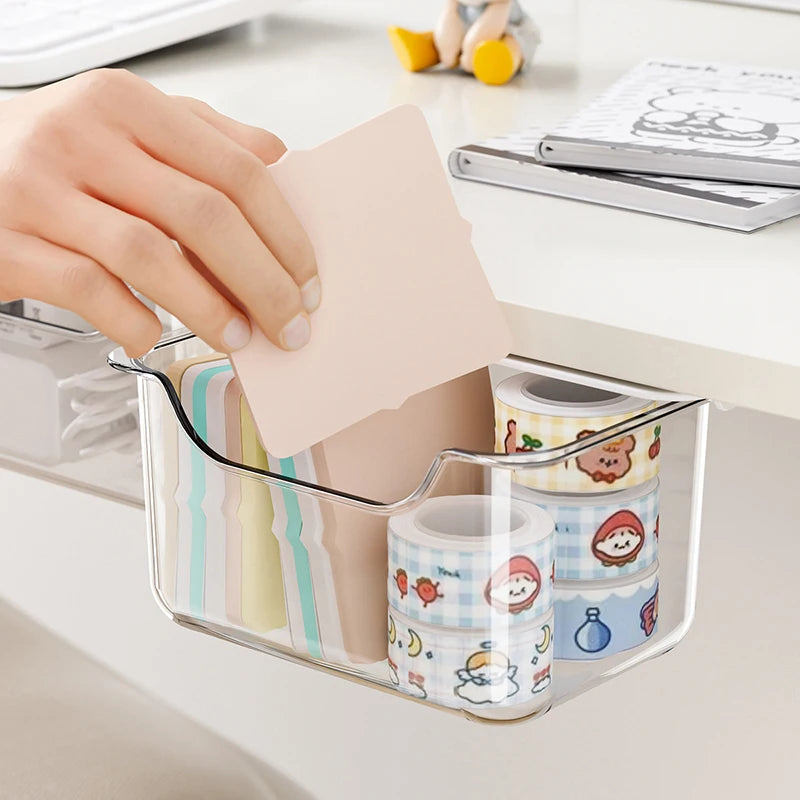 1PCS Drawer Style Storage Box Under The Mirror Cabinet Transparent Bathroom Cotton Stick Makeup Cotton Bathroom Pull-Out Storage Vue
