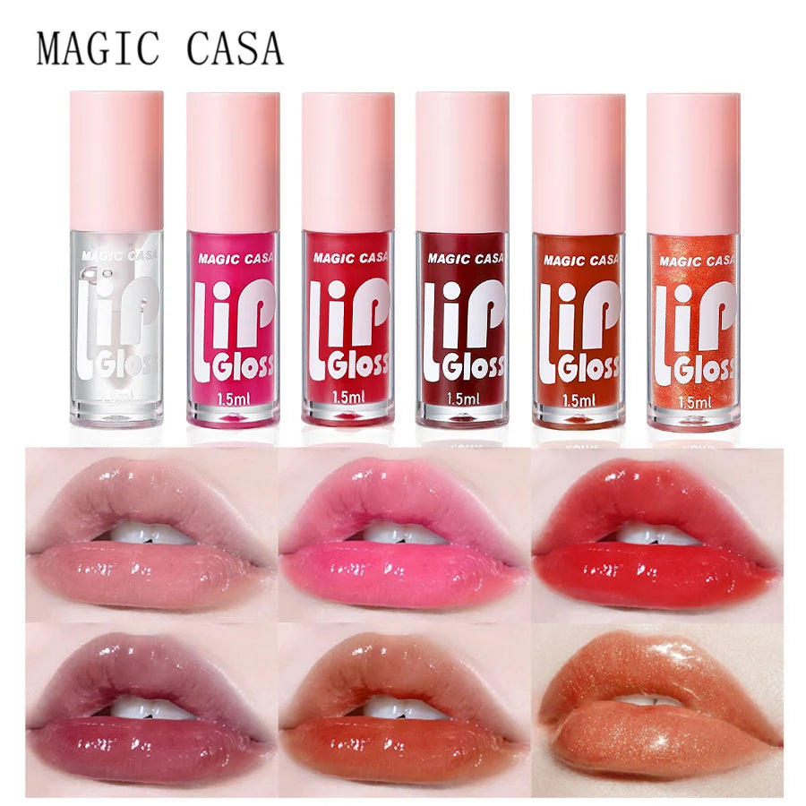 6pcs/Set Small Bottles Hydrating Jelly Lip Oil Long-Lasting Moisturizing Smooth Shimmering Lip Hydrating Liquid Set Lip Gloss Vue