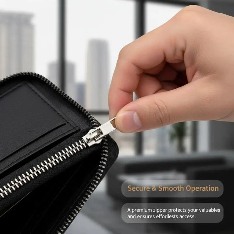 1PC Men Wallets Leather Zipper Purse Man Slim Card Horders Quality Male Short Multi-card Wallet Coin Pocket Purse Vue
