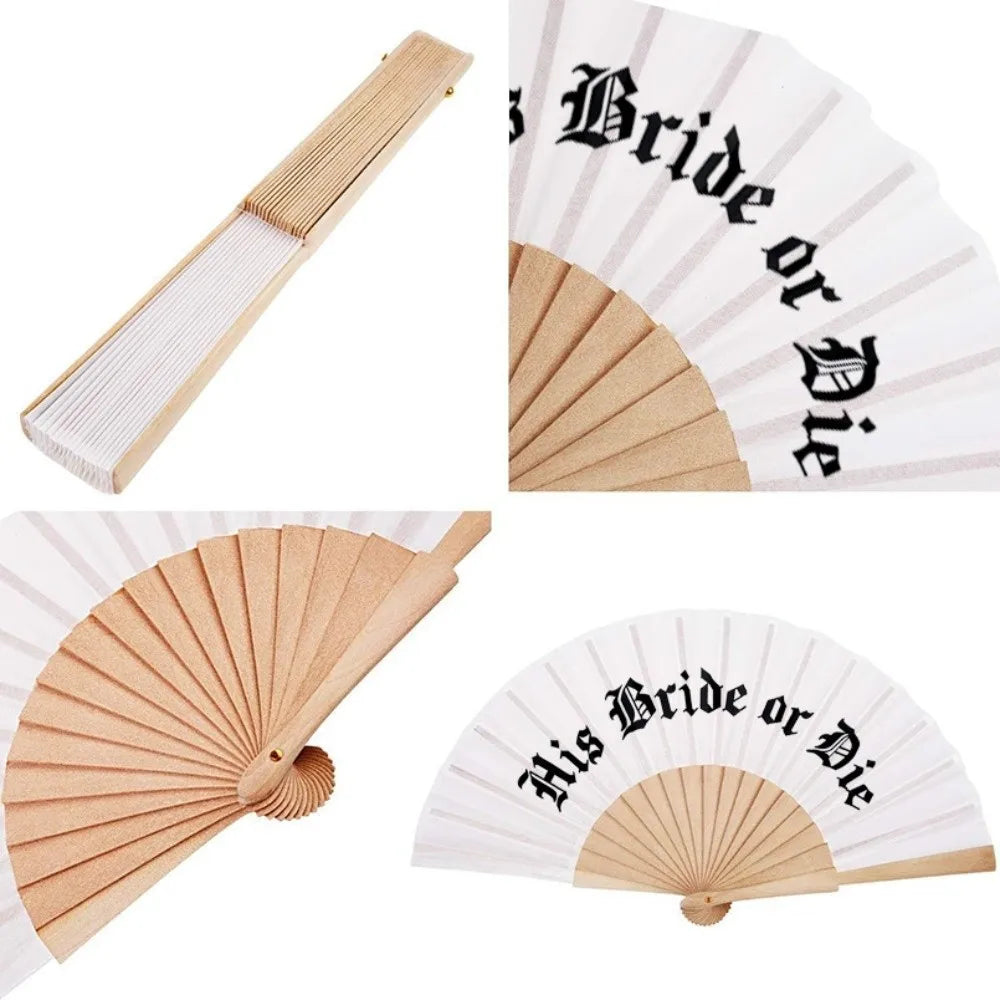 Vintage Gothic His Bride or Die Fan Large Folding Fan Halloween Black White Hand Fan Handmade Fan Crafts Vue