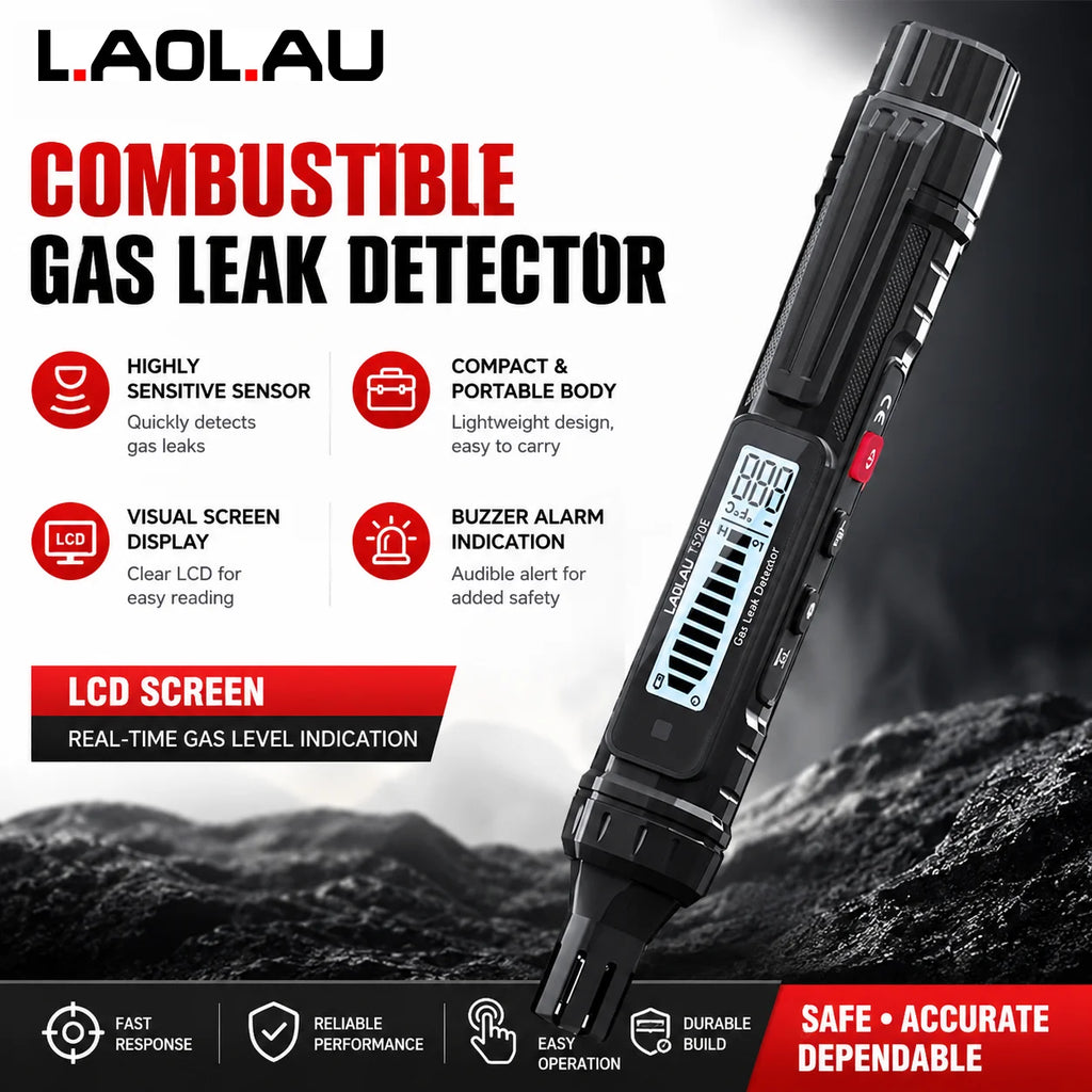Portable Natural Gas Leak Detector Household Combustible Gas Tester Audible & Visual Alarm Detect Methane Propane Natural Gas Vue