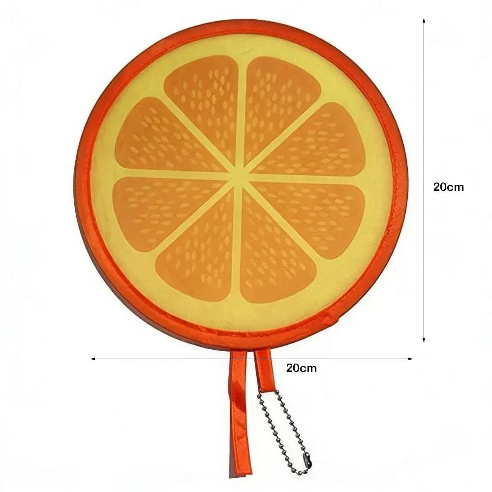 Cute Portable Round Foldable Hand Fans Fruit Cartoon Pocket Design