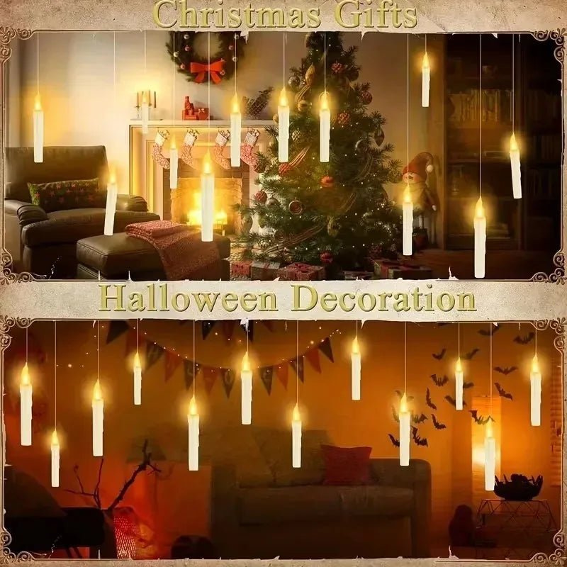 Remote Flameless LED Cone Shaped Floating Candle for Hanging Decor Home Classroom Birthday Party Halloween Christmas Indoor Vue