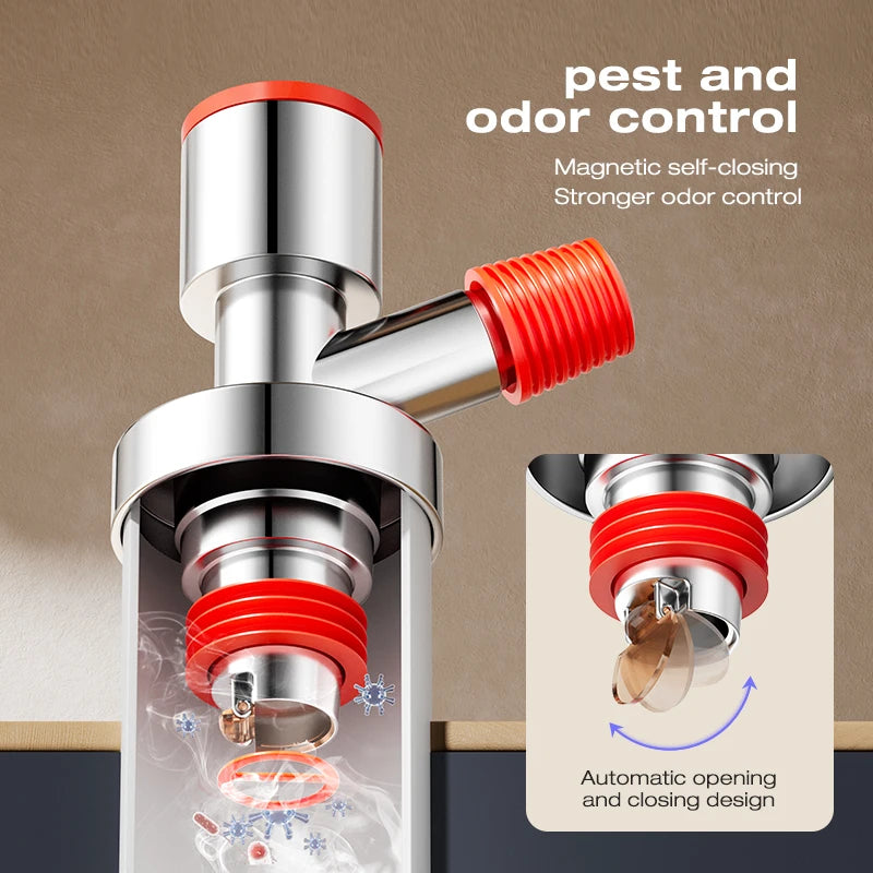 Washing Machine Downpipe Three-way Water Distributor Drainage Channel Anti-odor and Anti-overflow Special Floor Drain Connector Vue