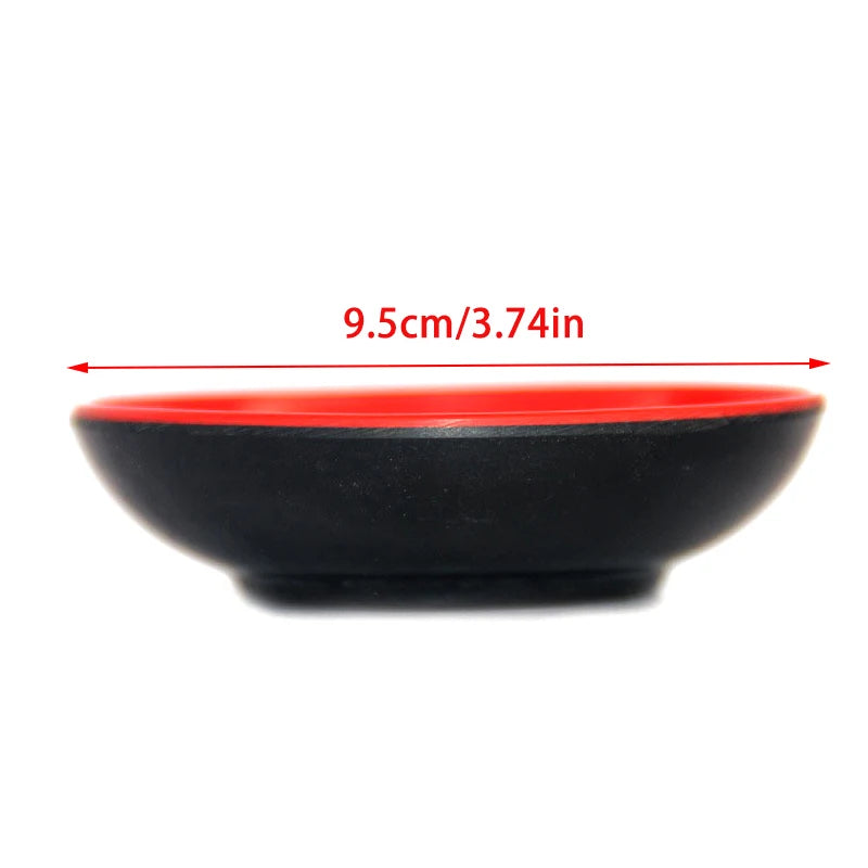3pcs Red And Black Round Sauce Dishes Food Dipping Bowls Melamine Seasoning Dish Appetizer Plates Round Seasoning Dish〔CC11〕 Vue L