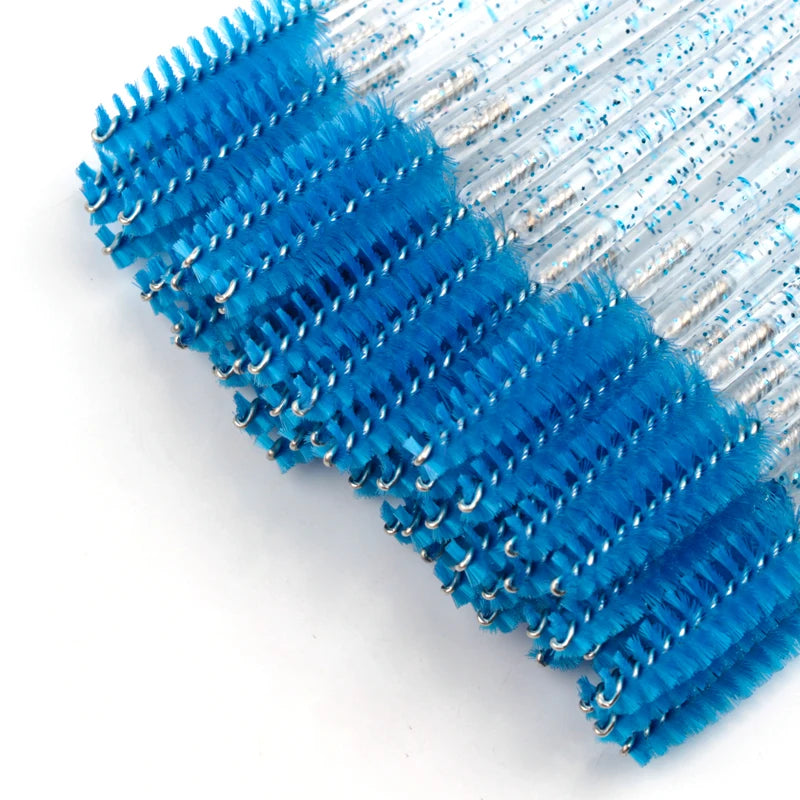 5/50Pcs Crystal Eyelash Brushes Soft Head Eyebrow Brush Professional Lash Extension Brush Mascara Wand Combs Makeup Beauty Tool Vue Crystal Blue 50pcs