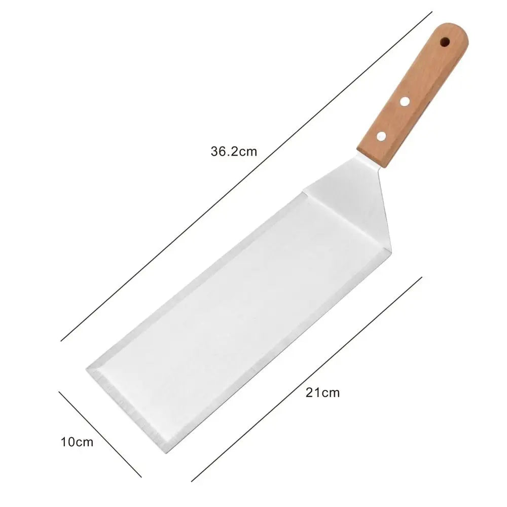 Square/rectangle Head Grill Spatula Griddle Spatula Anti-scald Handle Steak Spatula With Blade Pancake Scraper Burger Vue Style A