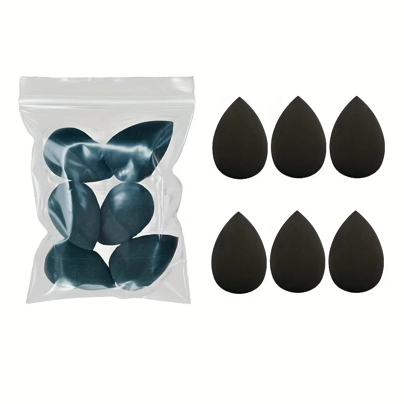 6/12Pcs Mini Makeup Sponge Set - Latex-Free Wet/Dry Blenders for Foundation/Concealer/Highlighter | Travel Size All Skin Types Vue XFP-6PCS-A-BLACK