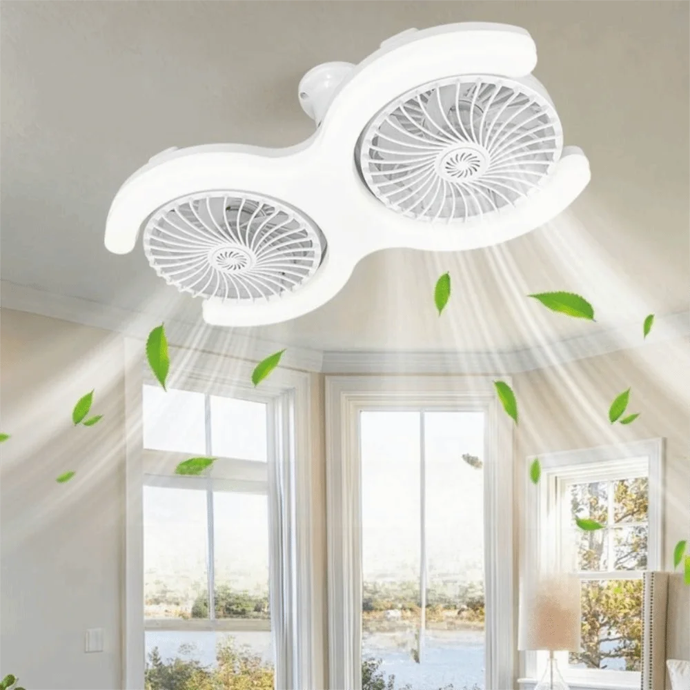 E27 Socket Fan Light Quiet Soft Illumination Electric Fan Light Even Illumination Low Noise Ceiling Fan Light Room Vue