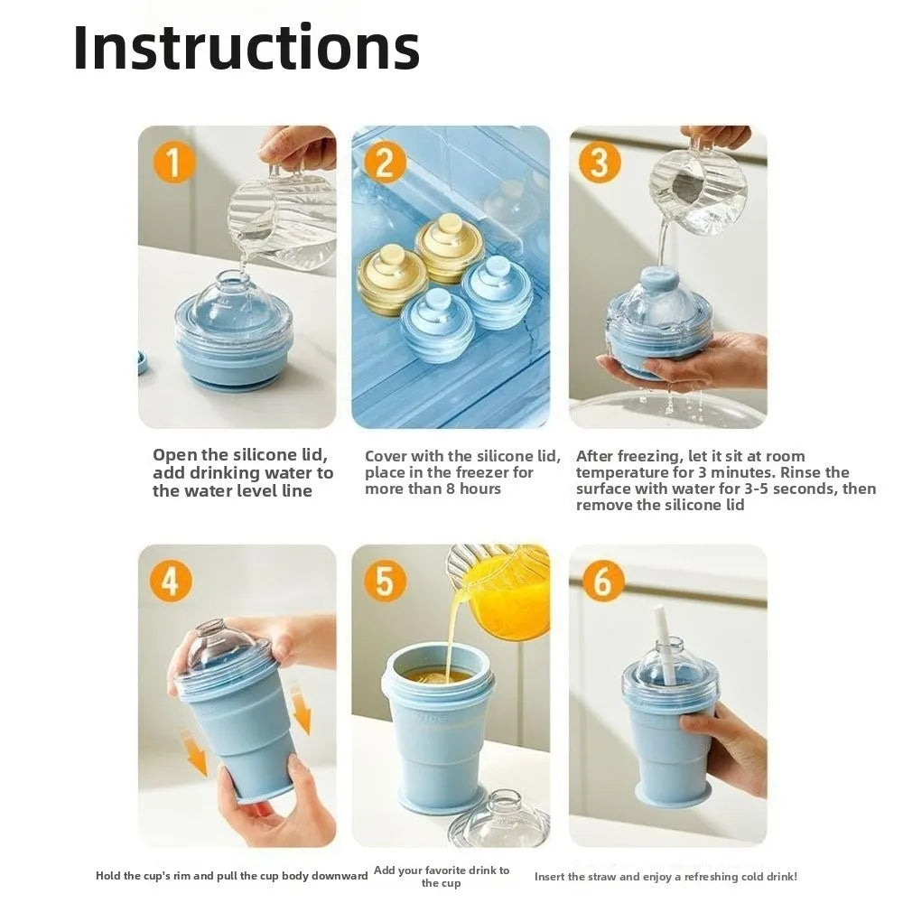 Foldable Ice Ball Cup Portable Press Easy Demoulding Cube Tray