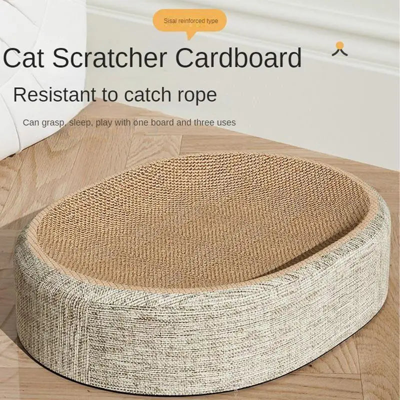 2in1 Cat Scratching Board Protect Furniture Grinding Claw Toys Oval Sisal weaving Wear-resistant Cat Nest Cat Accessories Vue