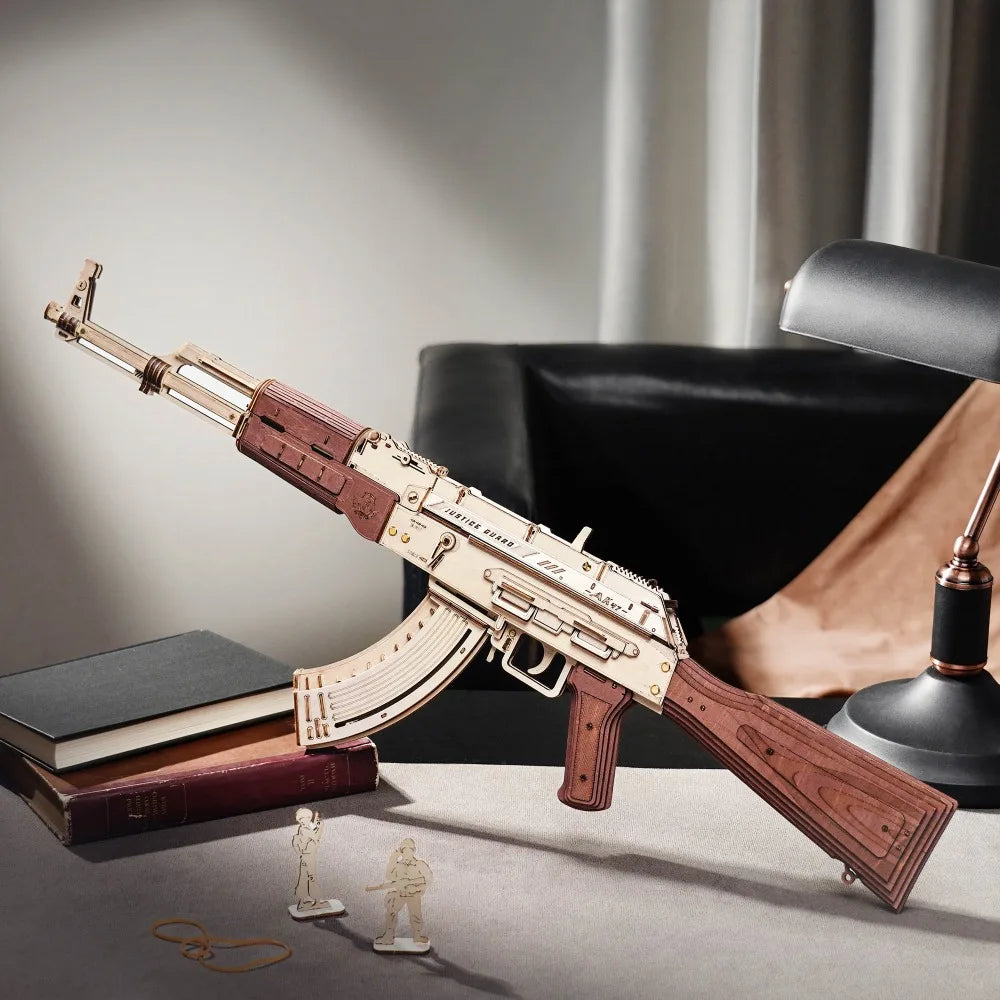 AK-47AssaultRifle Building Block Toy DIY Handmade Wooden Puzzle Assembly Model Educational Toys Simulation Model Vue