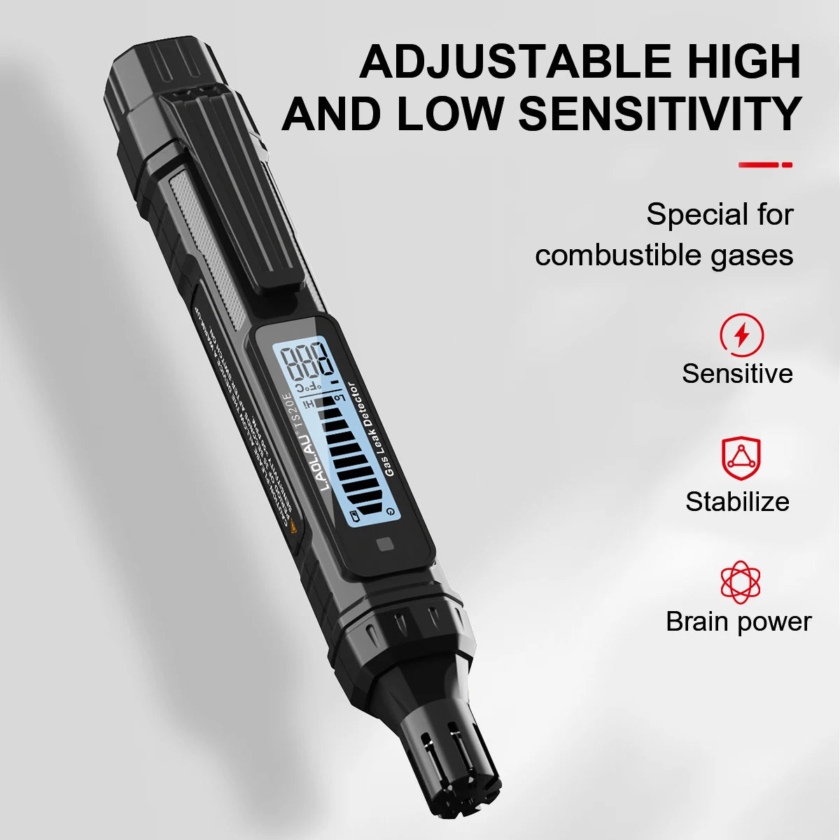 Portable Natural Gas Leak Detector Household Combustible Gas Tester Audible & Visual Alarm Detect Methane Propane Natural Gas Vue