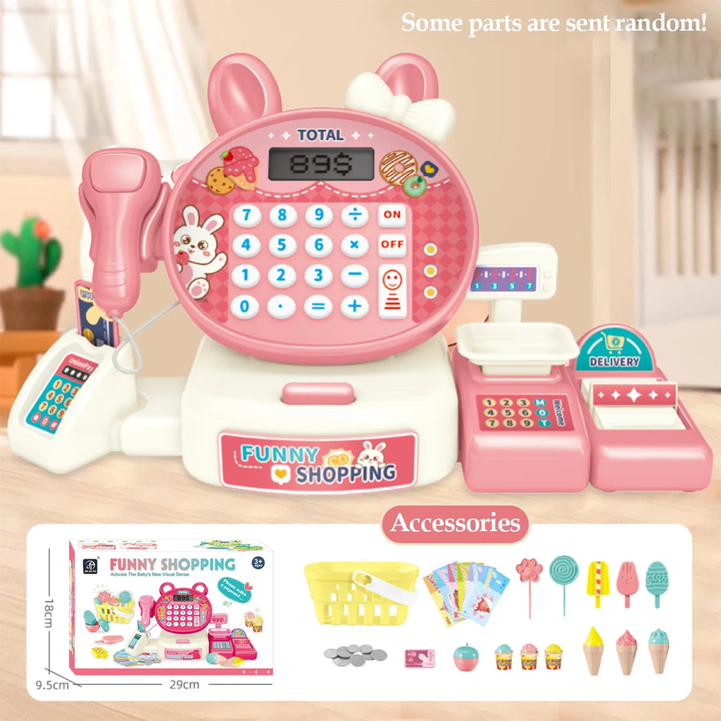 Electiric Supermarket Cash Register Toys, Children Play House Toys Shopping Cartoon Frog Animal Gifts for Kids Vue 813A