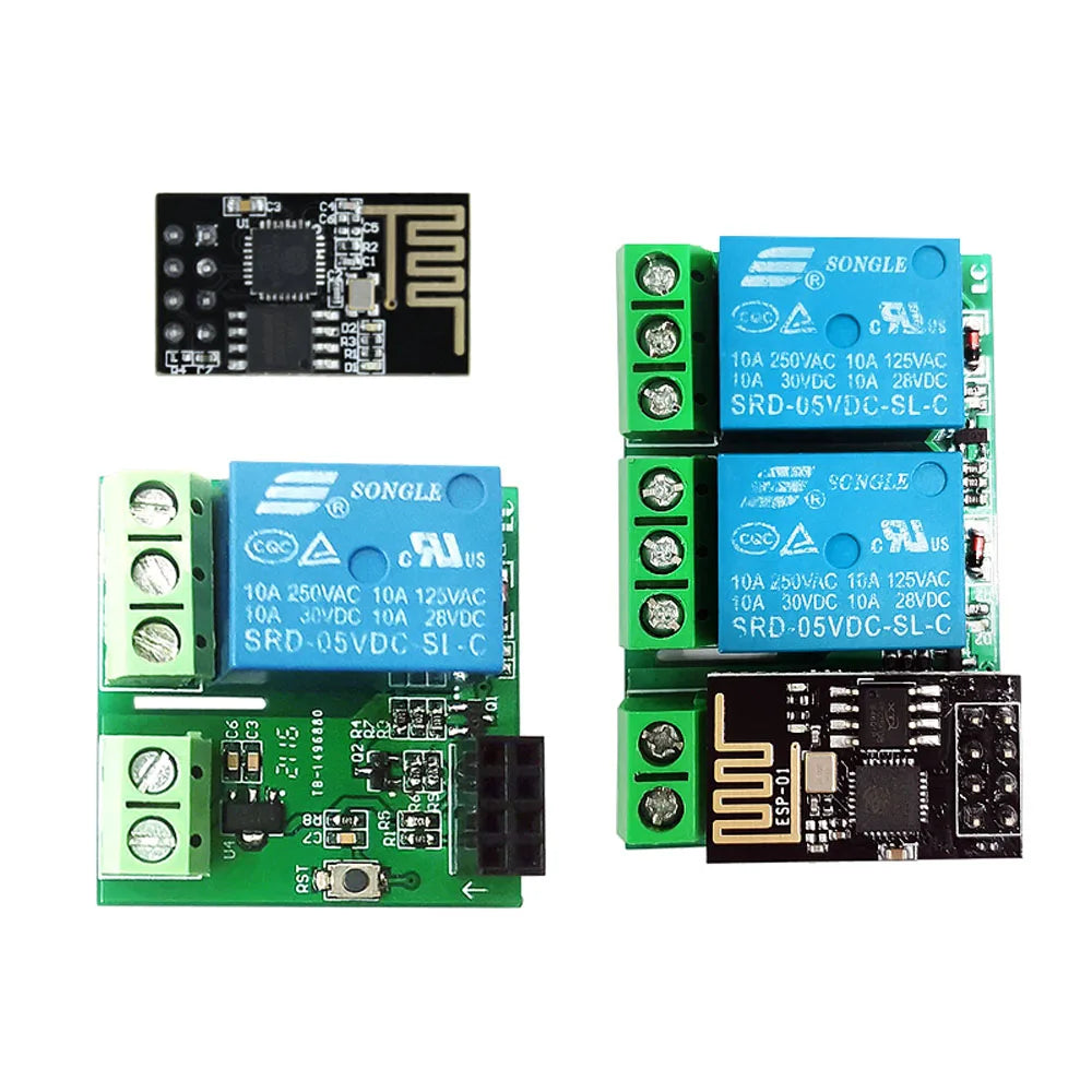 ESP8266 ESP-01 DC5V 1/2 Way WIFI Control Relay Module Separate Base Plate Smart Home Remote Control ESP-01 Wireless WIFI Module Vue
