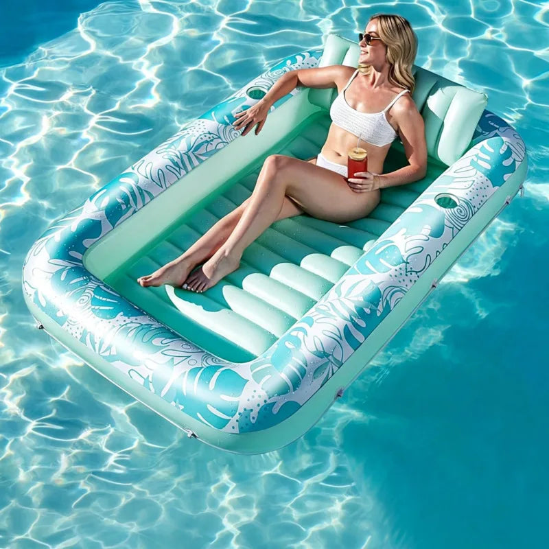 Inflatable Adult Sunbathing Pool Lounger Water Bed Pink Sun Pool Inflatable Bathtub Floating Rest Sofa Pool Float Vue