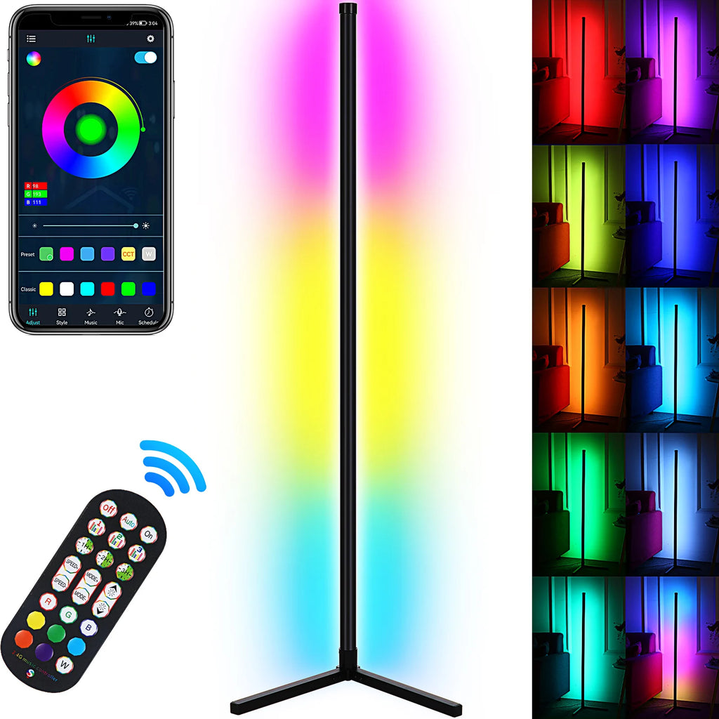 Smart LED Corner Lamp RGB Floor Lamp Detachable Corner Light APP Control Remote Control with Music Sync USB Plug and Play Vue