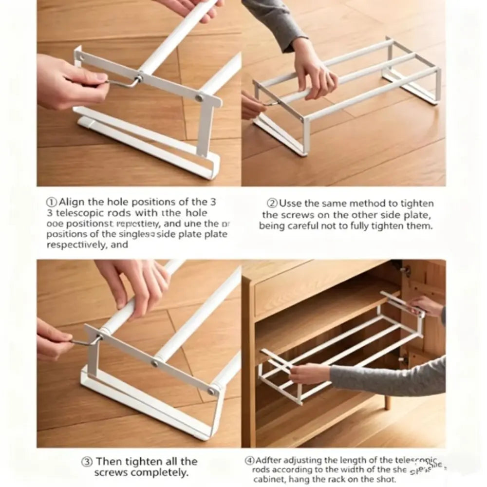 Durable Space Saving Metal Shoe Rack Adjustable Extendable Hanging Storage Rack Layered Shelf Efficient Shoe Rack Home Indoor Vue