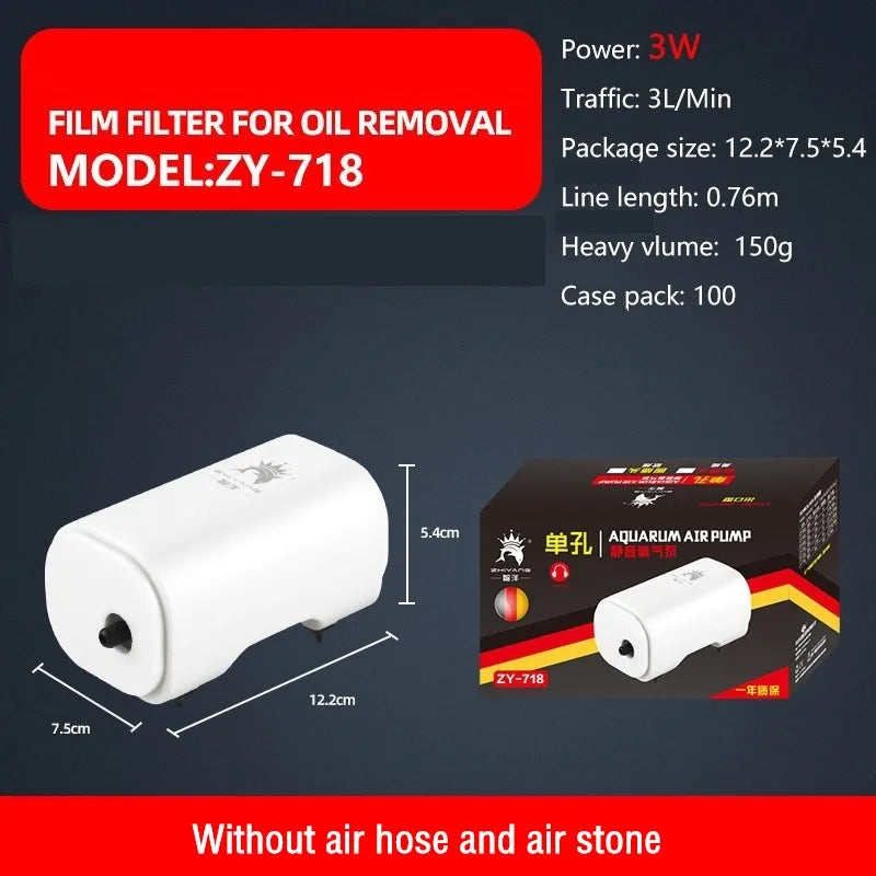 Aquarium Air Pump Ultra Silent High Energy Saving Oxygen Pump Fish Tank Aerator Adjustable Air Volume Pump 110/220V Vue ZY-718 US 110V