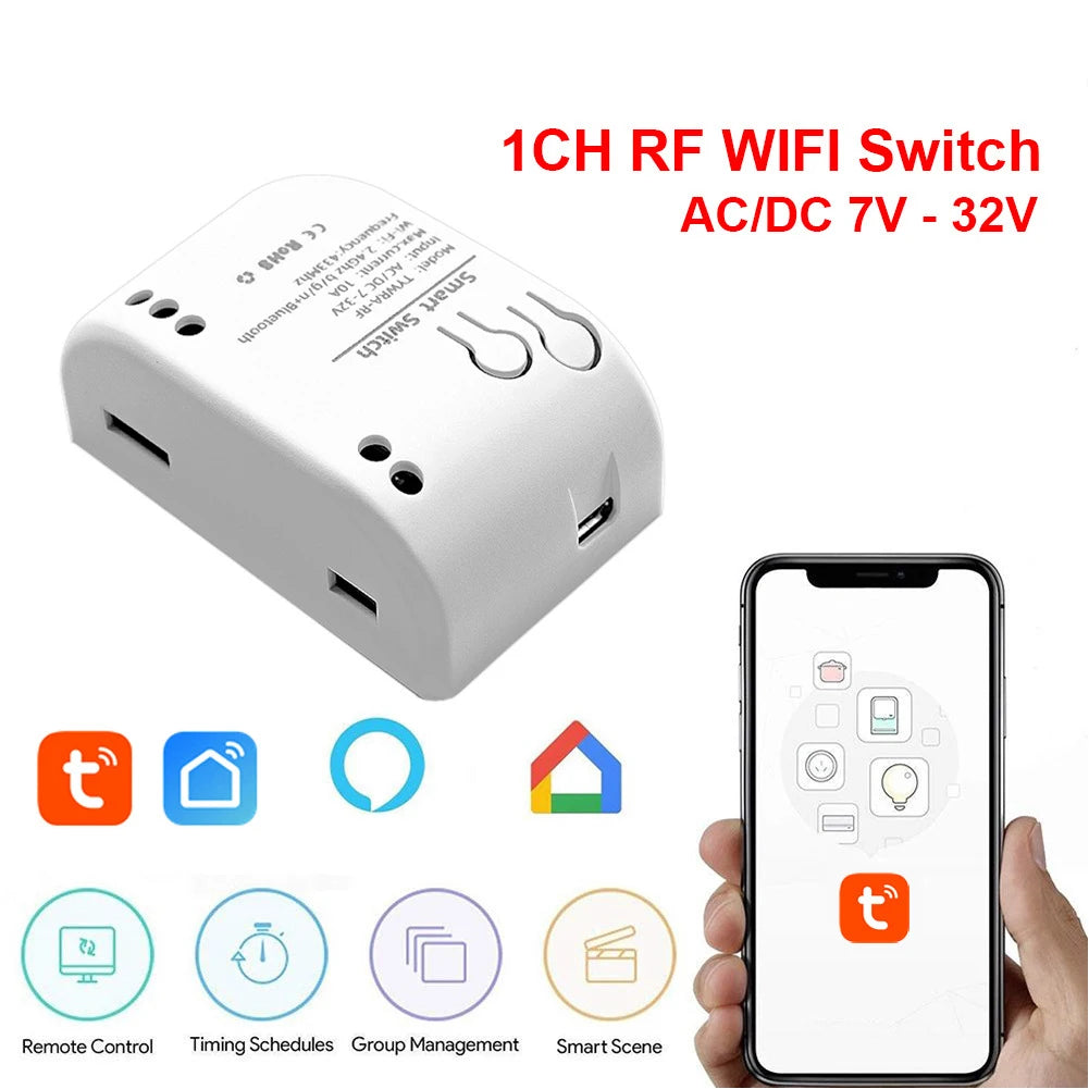 Smart WiFi Relay Switch Module 10A – Alexa & Google Home WiFi Relay Switch Module Vue