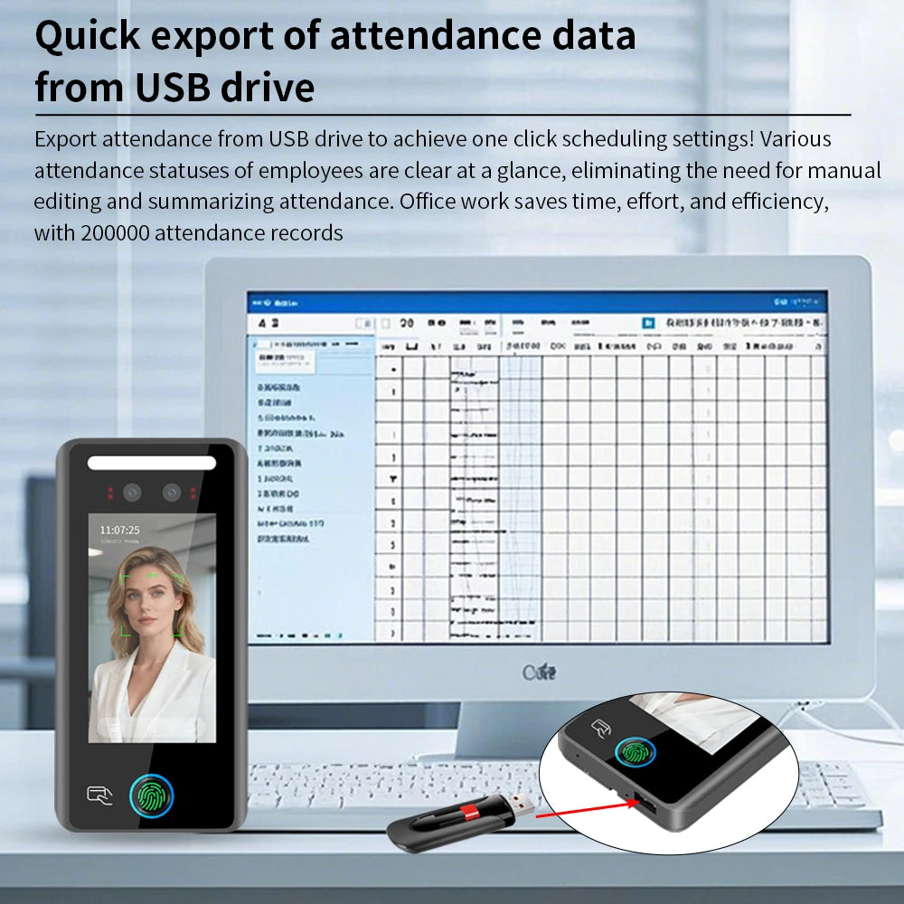 4.5 inch Dynamic Face Recognition Attendance System Terminal Time Attendance Door Access Control System 125khz RFID Card AI521 Vue